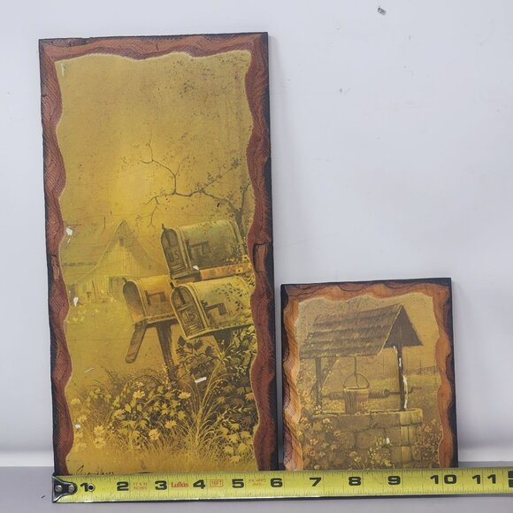 Vintage Decoupage Country Rustic Mailbox & Barn Wood Wall‎ Plaque Art Set Of 2 - Picture 10 of 12